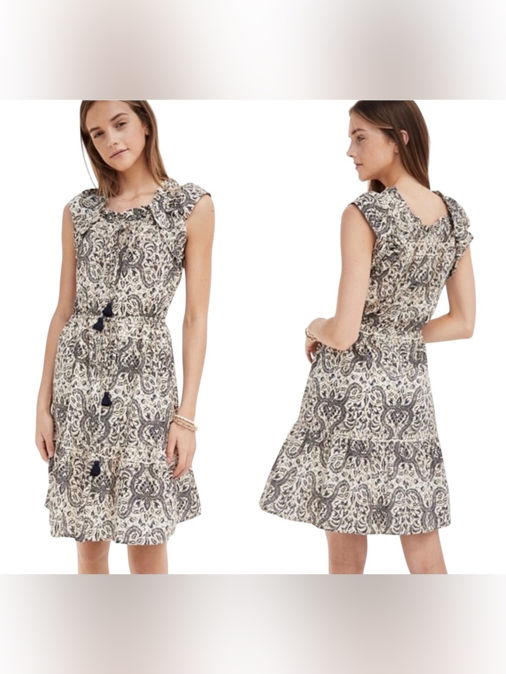Figue Gianna mini Dress lotus cotton batik sand & Black India sleeveless medium